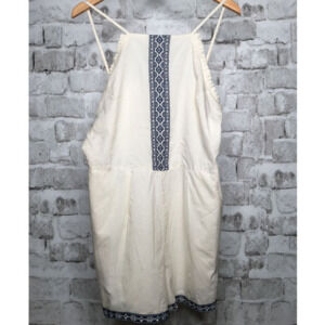 Tularosa Revolve Brand Women's Size L Boyd Romper Embroidered Ivory Blue NWOT